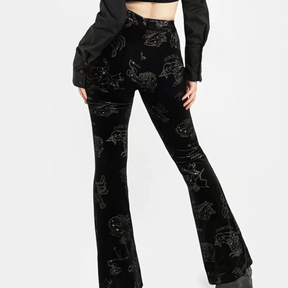 Disturbia Zodiac Print Split Flare Trousers | NWOT  size US 10 - Picture 4 of 10